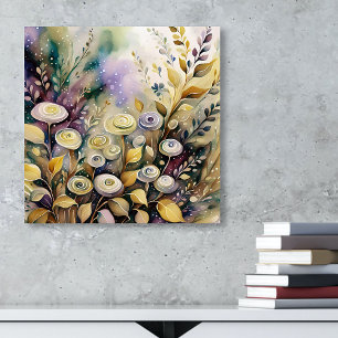 Abstracte grillige Waterverf tuin Canvas Afdruk