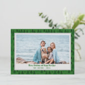 Abstracte groenblijvende bomen Familie Foto Kerstm Feestdagenkaart (Staand voorkant)