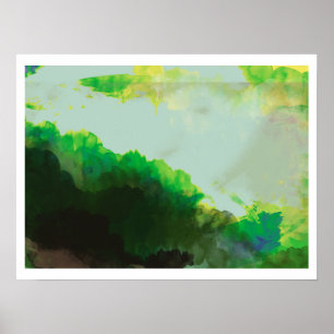 Abstracte groene bergen poster