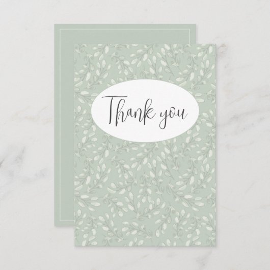 Abstracte groene blad platte bedankkaart (Voorkant / Achterkant)