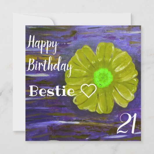 Abstracte groene bloem aangepaste beste vriendin v kaart (Voorkant)