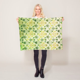  Abstracte groene botanische tuin Fleece Deken
