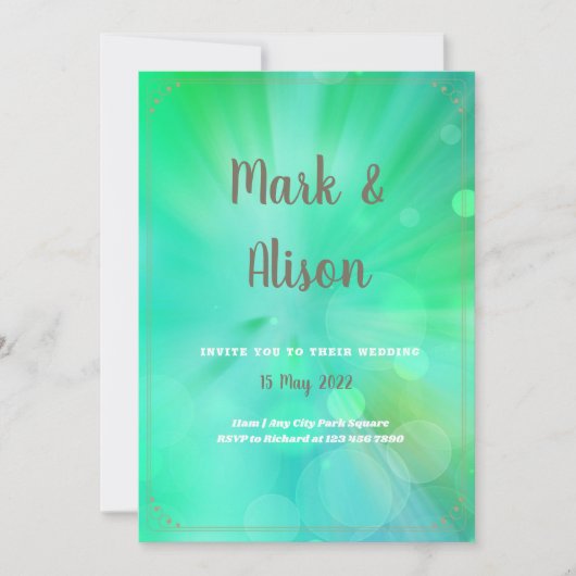 Abstracte groene cirkels bruiloft uitnodiging (Voorkant)