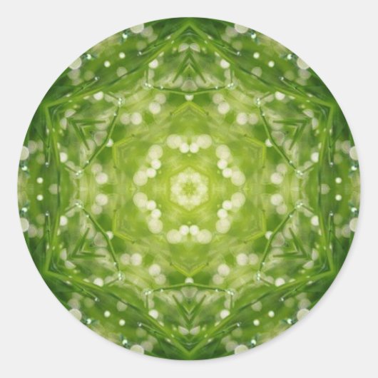 Abstracte groene decoratieve afdruk ronde sticker (Voorkant)