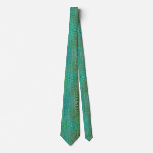 Abstracte Groene en Blauwe Retro Boomerang Waves Stropdas (Voorkant)