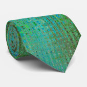 Abstracte Groene en Blauwe Retro Boomerang Waves Stropdas (Opgerold)