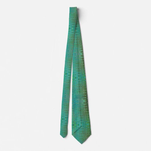 Abstracte Groene en Blauwe Retro Boomerang Waves Stropdas (Achterkant)