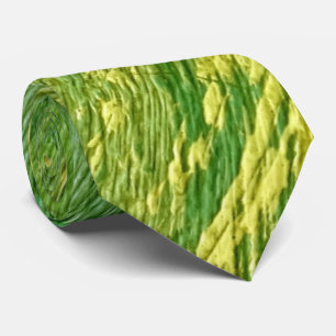 Abstracte groene en gele diagonale strepen stropdas