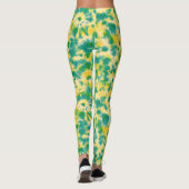 Abstracte Groene en Gele Waterverf Tie Dye Leggings (Achterkant)