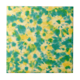 Abstracte Groene en Gele Waterverf Tie Dye Tegeltje