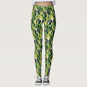 Abstracte groene en gouden bladeren leggings