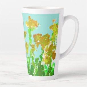 Abstracte groene en gouden bloemrijke hoge Latte-m Latte Mok