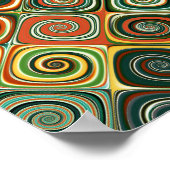 Abstracte groene en oranje geometrische spiraal sc poster (Hoek)