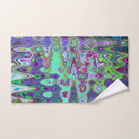 Abstracte Groene en Paarse Wavy Mozaïek Retro Bad Handdoek (Handdoek)