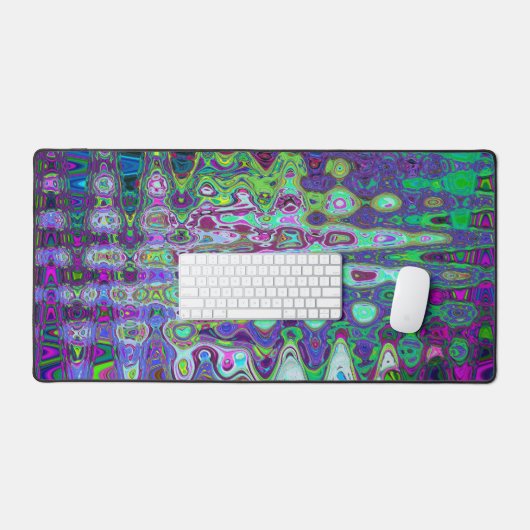Abstracte Groene en Paarse Wavy Mozaïek Retro Bureaumat (Keyboard & Muis)
