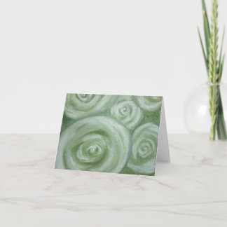 Abstracte groene en witte rozen handgetekend bedankkaart