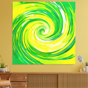 Abstracte groene gele spiraal kunst canvas afdruk