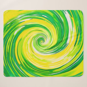 Abstracte groene gele spiraal kunst sherpa deken