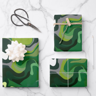 Abstracte groene harmonie met vloeistofpatronen inpakpapier vel
