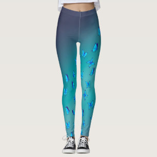 Abstracte groene maan en vlinders leggings