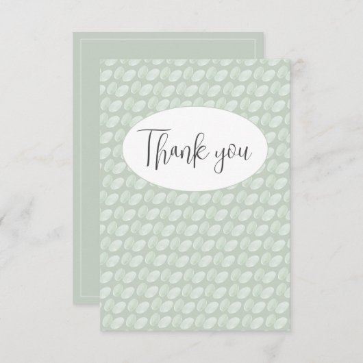 Abstracte groene platte bedankkaart (Voorkant / Achterkant)