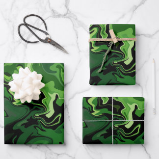 Abstracte groene stroomkunst inpakpapier vel