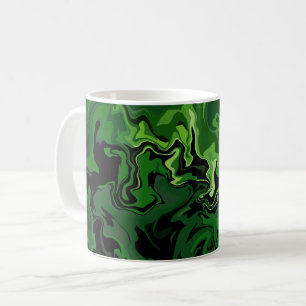 Abstracte groene stroomkunst koffiemok