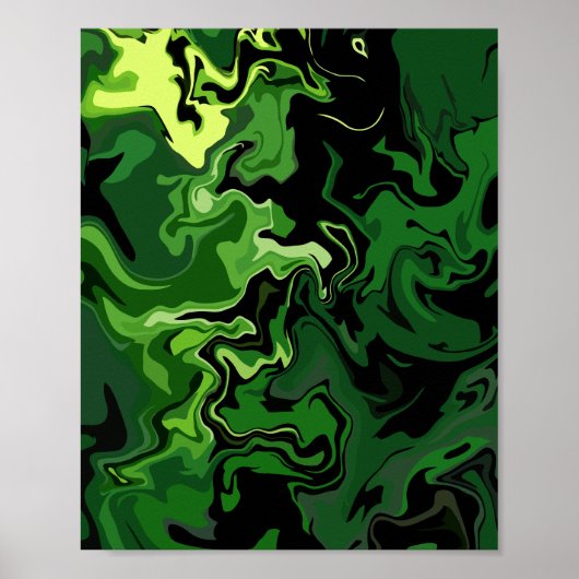 Abstracte groene stroomkunst poster (Voorkant)