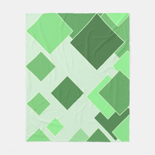 Abstracte groene tinten - vierkant patroon fleece deken (Voorkant)