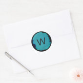 Abstracte groene turquoise blauwe monogram sticker (Envelop)