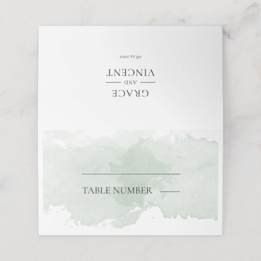 Abstracte groene waterverf bruiloft (Buitenkant ongevouwen)