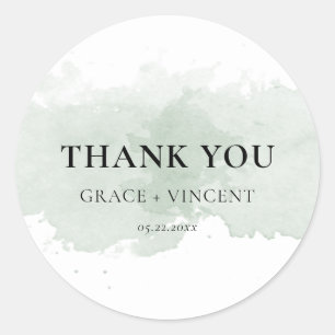 Abstracte groene waterverf Bruiloft dank u Ronde Sticker