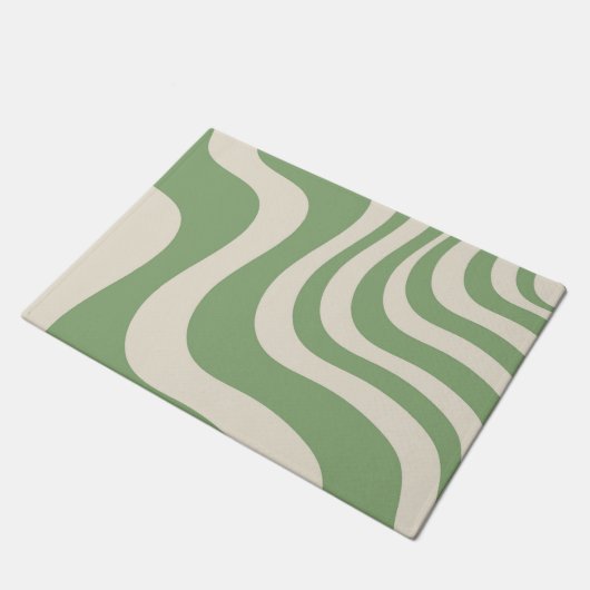 Abstracte groene Wavy Stripe Modern Spring Summer Deurmat (Schuin)