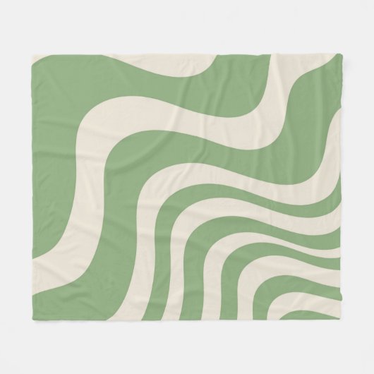 Abstracte groene Wavy Stripe Modern Spring Summer Fleece Deken (Voorkant (Horizontaal))