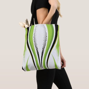 Abstracte groene witte en zwarte curve draagtas