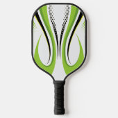 Abstracte groene witte en zwarte curve pickleball paddle (Voorkant)