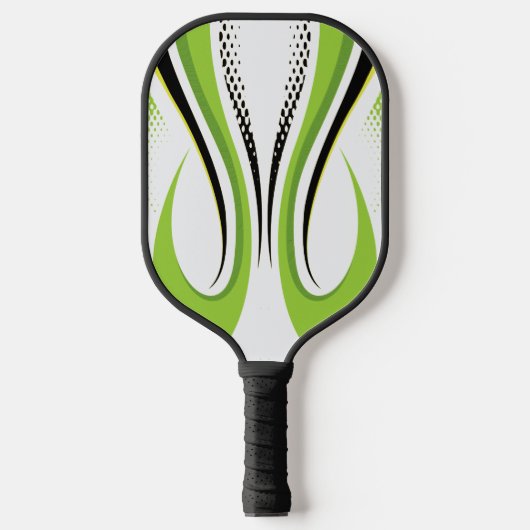 Abstracte groene witte en zwarte curve pickleball paddle (Voorkant)