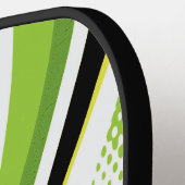 Abstracte groene witte en zwarte curve pickleball paddle (Links Detail)