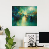 Abstracte Groenen en Blues Moderne schilderkunst Poster (Thuiskantoor)