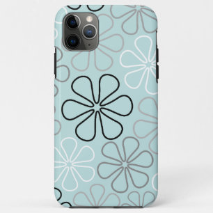 Abstracte grote bloemcontouren BWG + eendenei blau iPhone 11 Pro Max Hoesje