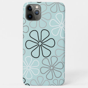 Abstracte grote bloemcontouren BWG + eendenei blau iPhone 11 Pro Max Hoesje