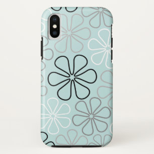 Abstracte grote bloemcontouren BWG + eendenei blau iPhone XS Hoesje
