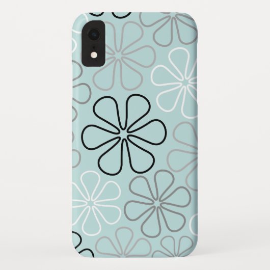 Abstracte grote bloemcontouren BWG + eendenei blau Case-Mate iPhone Case (Achterkant)