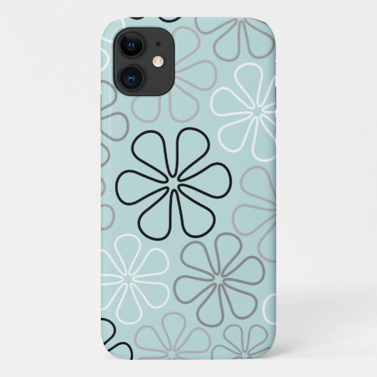 Abstracte grote bloemcontouren BWG + eendenei blau Case-Mate iPhone Case (Achterkant)