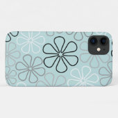 Abstracte grote bloemcontouren BWG + eendenei blau Case-Mate iPhone Case (Achterkant (horizontaal))