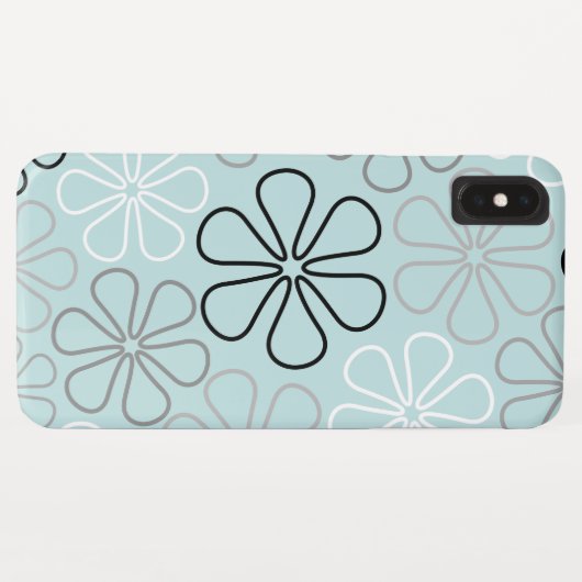 Abstracte grote bloemcontouren BWG + eendenei blau Case-Mate iPhone Case (Achterkant (horizontaal))