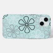 Abstracte grote bloemcontouren BWG + eendenei blau Case-Mate iPhone Case (Achterkant (horizontaal))