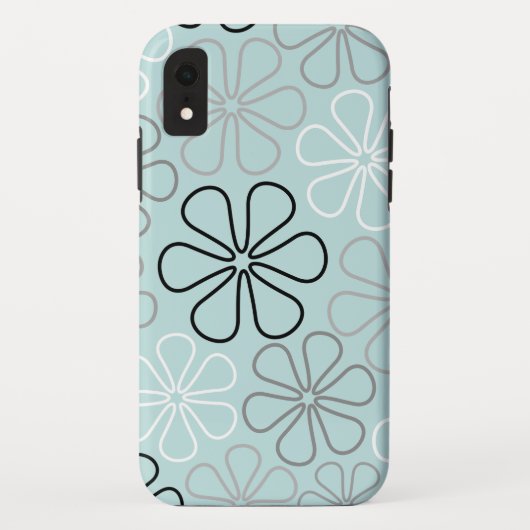 Abstracte grote bloemcontouren BWG + eendenei blau Case-Mate iPhone Case (Achterkant)