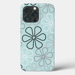 Abstracte grote bloemcontouren BWG + eendenei blau iPhone 13 Pro Hoesje