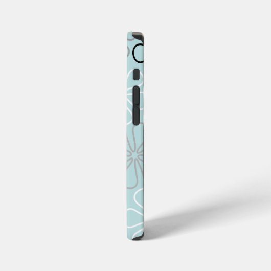 Abstracte grote bloemcontouren BWG + eendenei blau iPhone Hoesje (Linkerkant)